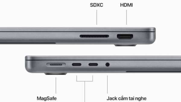 Cổng kết nối trên MacBook Pro 14 inch chạy chip M3